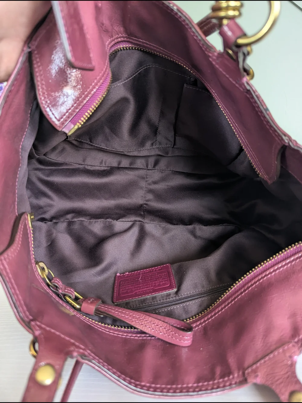 Coach Shoulder Tote in Plum with Gold Hardware